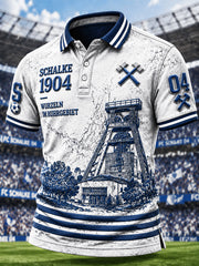 Herren-Poloshirt mit Fußballmotiv der deutschen Bundesliga, Schalke, lässiger Stil