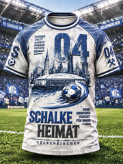 Herren-Bundesliga-T-Shirt mit Schalke-Fußball-Graffiti-Print, lässig