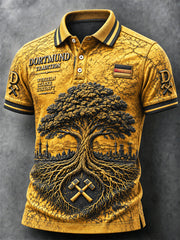 Herren-Gelbes Borussia-Dortmund-Bundesliga-Fußball-Print-Casual-Poloshirt