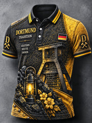Herren-Poloshirt mit Bundesliga-Fußballmotiv von Borussia Dortmund, lässig geschnitten