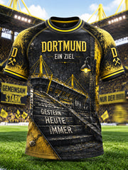 Herren-T-Shirt in Schwarz mit Borussia-Dortmund-Bundesliga-Print, lässiger Stil